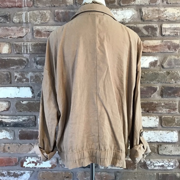 FRED DAVID Women's Tan Roll Tab Sleeves Utility Jacket XL - Picture 4 of 6